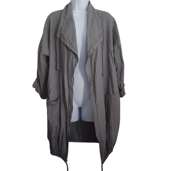 Camille & Co Linen Gray Jacket Lagenlook Lagom Minimalist Baggy Funky L Italy - Picture 1 of 14